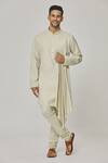 Buy_Aham-Vayam_Cream Cotton Tatvam Harshollas Solid Kurta And Pyjama Set _at_Aza_Fashions