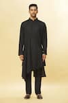 Shop_Aham-Vayam_Black Cotton Solid Tatvam Hinata Kurta And Pyjama Set _Online_at_Aza_Fashions