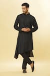 Aham-Vayam_Black Cotton Solid Tatvam Hinata Kurta And Pyjama Set _at_Aza_Fashions