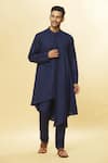 Buy_Aham-Vayam_Blue Cotton Tatvam Prana Solid Kurta And Pyjama Set _at_Aza_Fashions