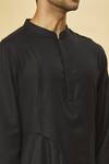 Shop_Aham-Vayam_Black Cotton Tatvam Neel Solid Kurta And Pyjama Set _at_Aza_Fashions
