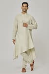Buy_Aham-Vayam_Cream Cotton Tatvam Sahaj Solid Kurta And Pyjama Set _at_Aza_Fashions