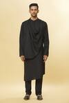 Buy_Aham-Vayam_Black Cotton Tatvam Mahotsav Solid Kurta And Pyjama Set _Online_at_Aza_Fashions
