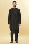 Buy_Aham-Vayam_Black Cotton Tatvam Aapno Solid Kurta And Pyjama Set _Online_at_Aza_Fashions