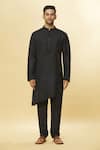 Buy_Aham-Vayam_Black Cotton Tatvam Harshit Kurta And Pyjama Set_Online_at_Aza_Fashions