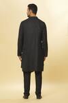 Aham-Vayam_Black Cotton Tatvam Maharaja Kurta And Pyjama Set _Online_at_Aza_Fashions