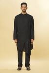 Buy_Aham-Vayam_Black Cotton Tatvam Maharaja Kurta And Pyjama Set _Online_at_Aza_Fashions