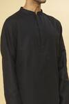 Shop_Aham-Vayam_Black Cotton Tatvam Maharaja Kurta And Pyjama Set _at_Aza_Fashions