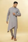 Buy_Aham-Vayam_Grey Cotton Tatvam Upasak Kurta And Pyjama Set_at_Aza_Fashions