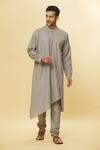 Shop Aham-Vayam Grey Cotton Tatvam Shri Kurta And Pyjama Set Online at Aza Fashions Shop_Aham-Vayam_Grey Cotton Tatvam Shri Kurta And Pyjama Set _Online_at_Aza_Fashions