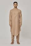 Buy_Aham-Vayam_Beige Cotton Tatvam Siddhant Kurta And Pyjama Set _Online_at_Aza_Fashions