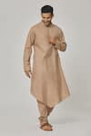 Shop_Aham-Vayam_Beige Cotton Tatvam Siddhant Kurta And Pyjama Set _Online_at_Aza_Fashions