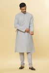 Buy_Aham-Vayam_Grey Cotton Tatvam Vibhuti Kurta And Pyjama Set _at_Aza_Fashions