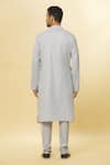 Aham-Vayam_Grey Cotton Tatvam Vibhuti Kurta And Pyjama Set _Online_at_Aza_Fashions