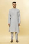 Buy_Aham-Vayam_Grey Cotton Tatvam Vibhuti Kurta And Pyjama Set _Online_at_Aza_Fashions