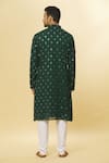 Aham-Vayam_Green Cotton Mirrors Embroidered Kurta And Pyjama Set _Online_at_Aza_Fashions