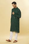 Aham-Vayam_Green Cotton Mirrors Embroidered Kurta And Pyjama Set _at_Aza_Fashions