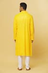 Aham-Vayam_Yellow Cotton Mirrors Embroidered Kurta And Pyjama Set _Online_at_Aza_Fashions