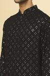Shop_Aham-Vayam_Black Cotton Mirrors Embroidered Kurta And Pyjama Set _at_Aza_Fashions