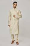 Buy_Aham-Vayam_Cream Cotton Embroidered Floral Vikramaditya Nehru Jacket _at_Aza_Fashions