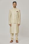 Buy_Aham-Vayam_Cream Cotton Embroidered Floral Vikramaditya Nehru Jacket _Online_at_Aza_Fashions