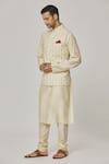 Aham-Vayam_Cream Cotton Embroidered Floral Vikramaditya Nehru Jacket _at_Aza_Fashions