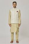 Buy_Aham-Vayam_Cream Cotton Silk Embroidered Floral Vikramaditya Bundi And Kurta Set _Online_at_Aza_Fashions