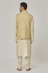 Aham-Vayam_Beige Cotton Linen Embroidered Floral Tathastu Nehru Jacket _Online_at_Aza_Fashions