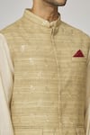 Shop_Aham-Vayam_Beige Cotton Linen Embroidered Floral Tathastu Nehru Jacket _at_Aza_Fashions