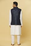 Aham-Vayam_Blue Cotton Silk Embroidered Sequin Sarkaar Nehru Jacket _Online_at_Aza_Fashions