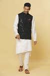 Buy_Aham-Vayam_Black Cotton Blend Embroidered Sequin Alankar Nehru Jacket _at_Aza_Fashions