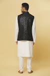 Shop_Aham-Vayam_Black Cotton Silk Embroidered Sequin Sarkaar Nehru Jacket _at_Aza_Fashions