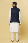 Aham-Vayam_Blue Cotton Velvet Embroidered Sequin Nawaab Nehru Jacket _Online_at_Aza_Fashions