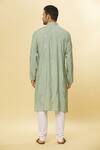 Aham-Vayam_Green Cotton Sequin Embroidered Kurta And Pyjama Set_Online_at_Aza_Fashions