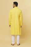 Aham-Vayam_Yellow Cotton Embroidery Chandrakant Kurta And Pyjama Set _Online_at_Aza_Fashions