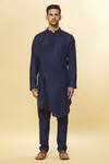 Buy_Aham-Vayam_Blue Cotton Tatvam Shreyas Solid Kurta And Pyjama Set _Online_at_Aza_Fashions