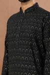 Shop_Aham-Vayam_Black Cotton Chamkila Embroidered Kurta And Pyjama Set_Online_at_Aza_Fashions
