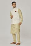 Aham-Vayam_Cream Cotton Silk Embroidered Floral Vikramaditya Bundi And Kurta Set _at_Aza_Fashions