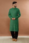 Buy_Aham-Vayam_Green Cotton Embroidered Sequin Sitara Kurta And Patiala Set _Online_at_Aza_Fashions