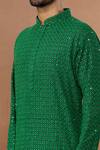 Shop_Aham-Vayam_Green Cotton Sitara Embroidered Kurta And Patiala Set_Online_at_Aza_Fashions