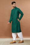 Buy_Aham-Vayam_Green Cotton Sequins Utsav Embroidered Kurta And Patiala Set _Online_at_Aza_Fashions