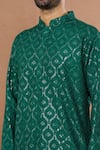 Shop_Aham-Vayam_Green Cotton Sequins Utsav Embroidered Kurta And Patiala Set _Online_at_Aza_Fashions