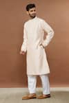 Buy_Aham-Vayam_Pink Silk Cotton Embroidered Geometric Gulistaan Kurta Pyjama Set _Online_at_Aza_Fashions