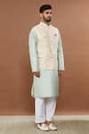 Aham-Vayam_Beige Silk Cotton Divyam Embroidered Nehru Jacket_Online_at_Aza_Fashions