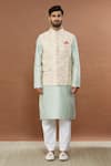 Buy_Aham-Vayam_Beige Silk Cotton Divyam Embroidered Nehru Jacket_Online_at_Aza_Fashions
