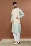 Shop_Aham-Vayam_Beige Silk Cotton Embroidered Geometric Divyam Nehru Jacket _Online_at_Aza_Fashions