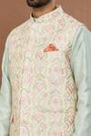 Aham-Vayam_Beige Silk Cotton Divyam Embroidered Nehru Jacket_at_Aza_Fashions