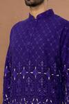 Shop_Aham-Vayam_Blue Cotton Sequins, Embroidery Chandrakiran Kurta Patiala Set _Online_at_Aza_Fashions