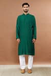Aham-Vayam_Green Cotton Embroidered French Knots Kurta Set _Online_at_Aza_Fashions