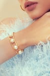 Buy_Anaash_White Pearl And Metal Cuff Bracelet _at_Aza_Fashions